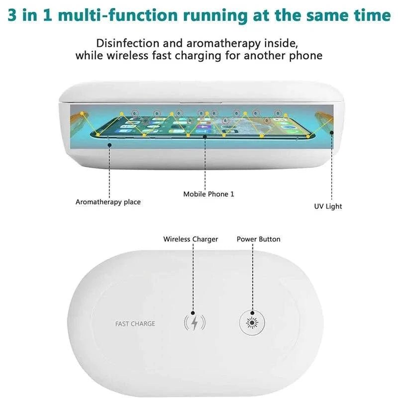 10W Fast Wireless Charger With Phone Sanitizer - SmilingAmySDCA