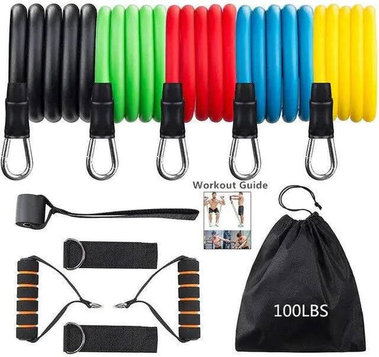 150 lbs Fitness Resistance Bands with Door Anchor: Muscle Training Elastic Pull Rope - SmilingAmySDCA