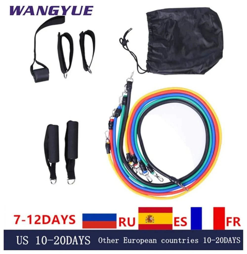 17 - Piece Latex Resistance Bands Set for Crossfit, Yoga, and Fitness - SmilingAmySDCA