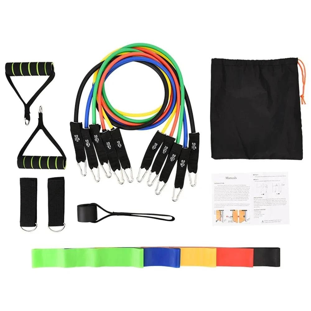 17 - Piece Latex Resistance Bands Set for Crossfit, Yoga, and Fitness - SmilingAmySDCA