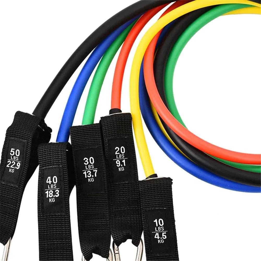 17 - Piece Latex Resistance Bands Set for Crossfit, Yoga, and Fitness - SmilingAmySDCA