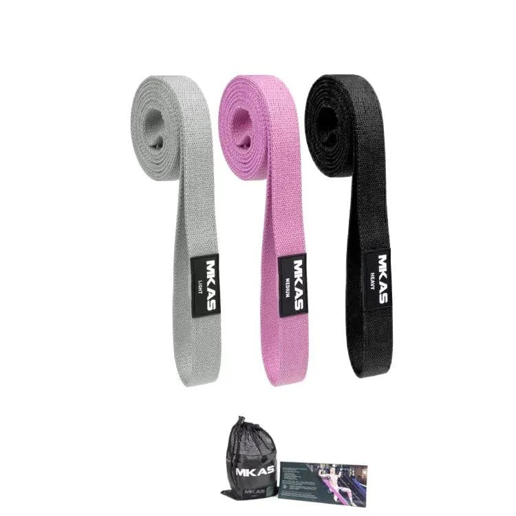 MKAS Fitness Long Resistance Bands Set: 3-Piece Fabric Workout Bands - SmilingAmySDCA