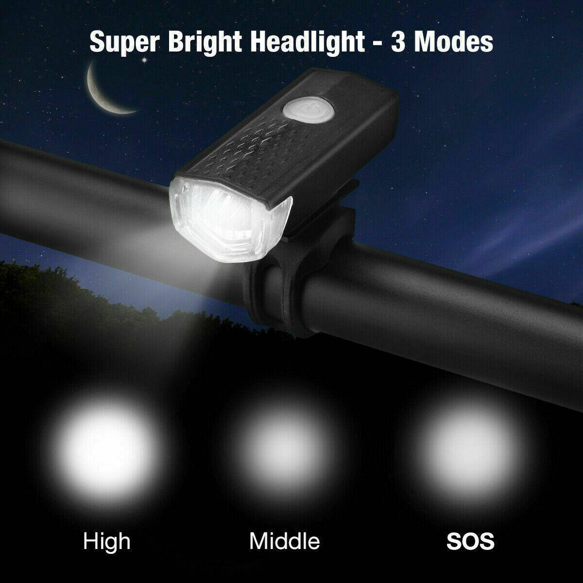 USB Rechargeable LED Bicycle Headlight Bike Head Light Cycling Rear Front Lamp Bike Light Rainproof USB Rechargeable LED bicycle Light - SmilingAmySDCA