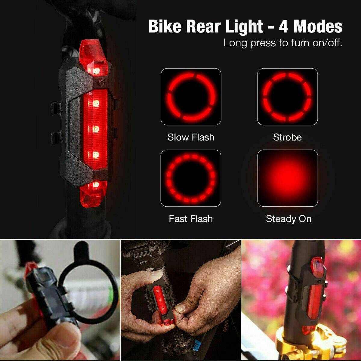 USB Rechargeable LED Bicycle Headlight Bike Head Light Cycling Rear Front Lamp Bike Light Rainproof USB Rechargeable LED bicycle Light - SmilingAmySDCA