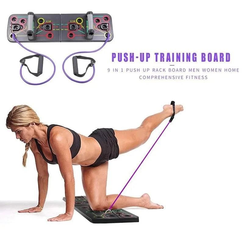 9 - in - 1 Push Up Stand Board with Latex Resistance Bands: Ultimate Gym Fitness Trainer - SmilingAmySDCA