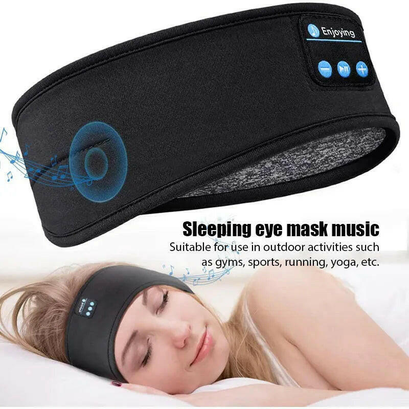 Bluetooth Sports Headband with Earbuds and Eye Mask - SmilingAmySDCA