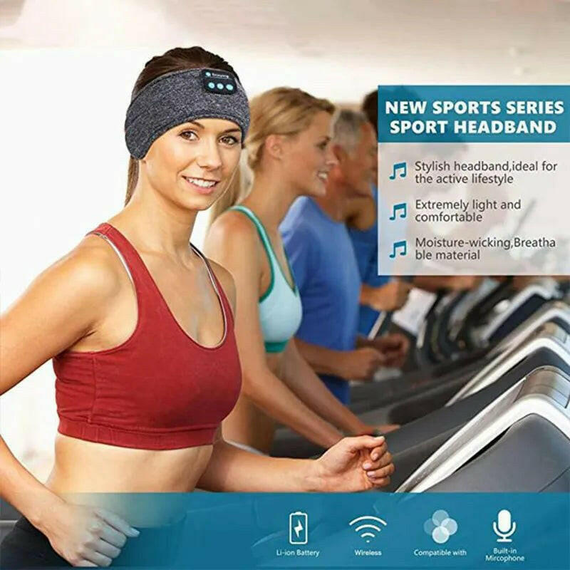 Bluetooth Sports Headband with Earbuds and Eye Mask - SmilingAmySDCA