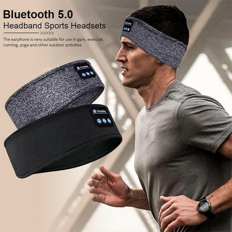 Bluetooth Sports Headband with Earbuds and Eye Mask - SmilingAmySDCA