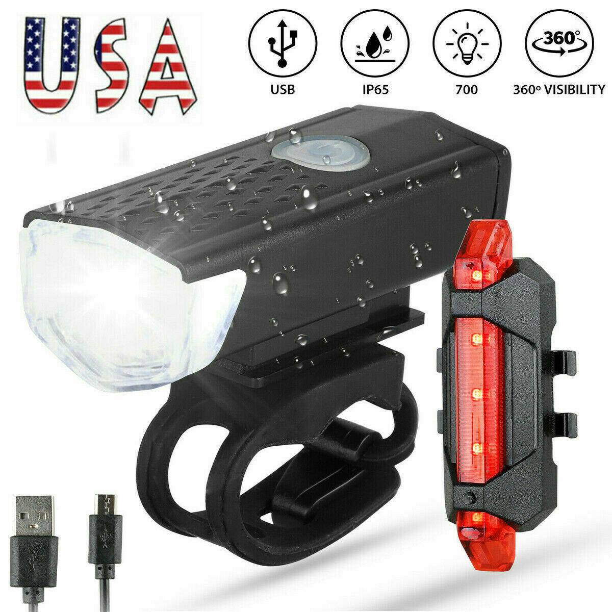 USB Rechargeable LED Bicycle Headlight Bike Head Light Cycling Rear Front Lamp Bike Light Rainproof USB Rechargeable LED bicycle Light - SmilingAmySDCA