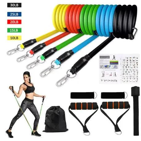 Portable Pilates Bar Kit with Resistance Bands & Ab Roller - SmilingAmySDCA